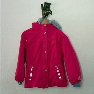 ZeroXposur Pink Puffer Jacket with Gray Trim girls size 10/12
